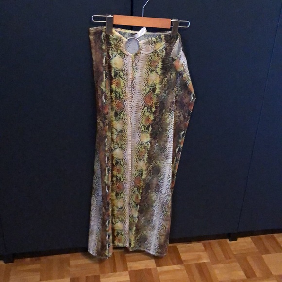 LUXE PALM mesh animal print maxi skirt cover up size L - Picture 7 of 8